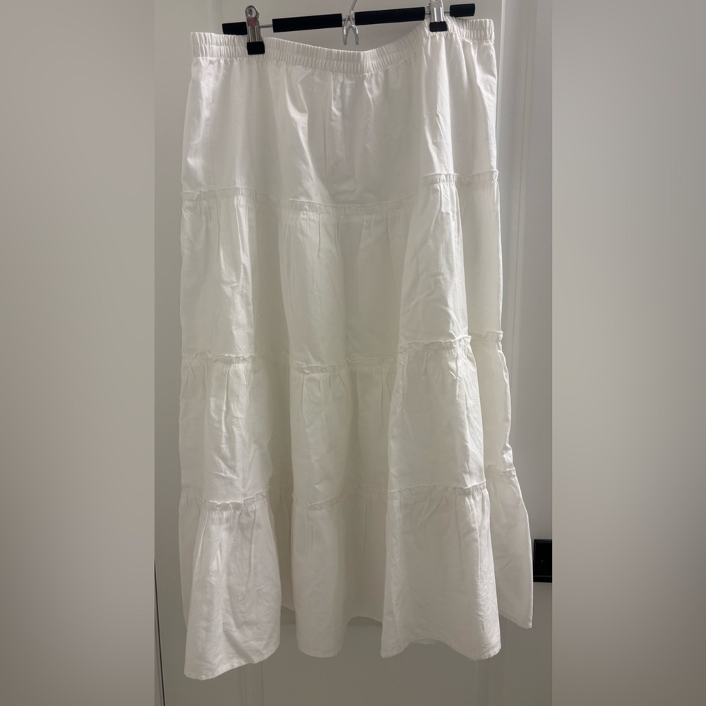 White Tiered Midi Skirt